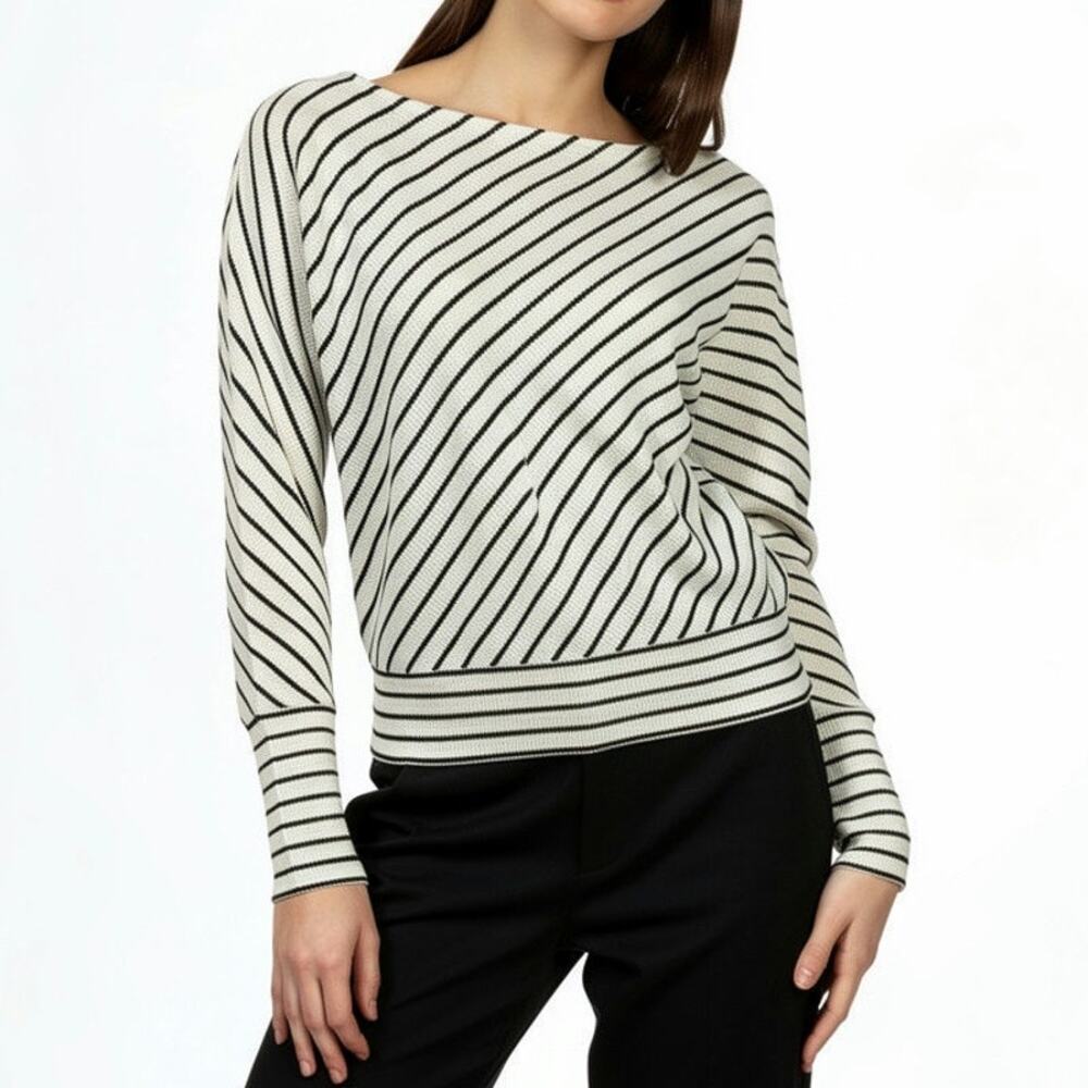 Veronica M Y2K Dolman Sleeve Black White Stripe Sweater XS